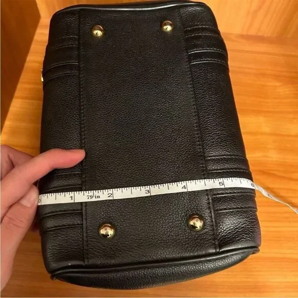 MCM Black Leather Satchel with Gold Details - Picture 12 of 12